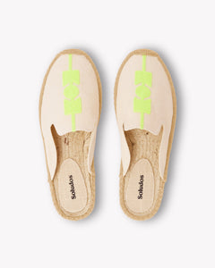 Women's Smoking Mule Espadrille | Embroidery | Molyan Neon Yellow - Natural Undyed - Women's Espadrilles - Natural Undyed - Molyan Neon Yellow - Soludos - 